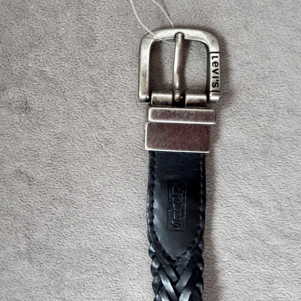 Levis Boys Braided Genuine Leather Belt Black Brown Reversible Size 30-32 L
